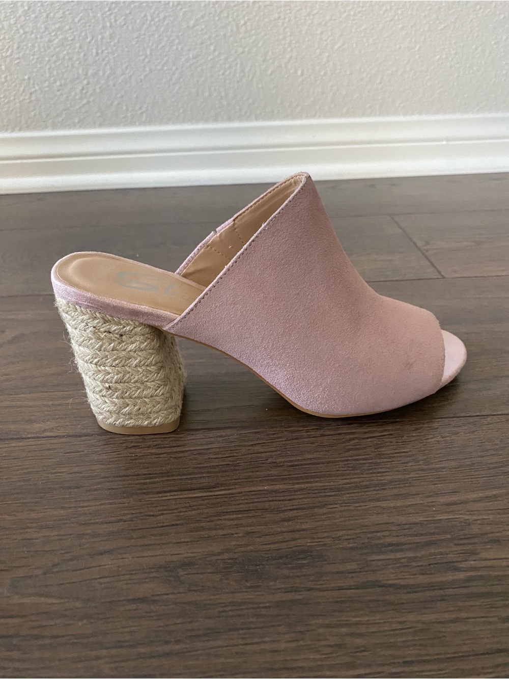 NWOT Sbicca Pink Suede Open-Toe Espadrille Block Heel Mule